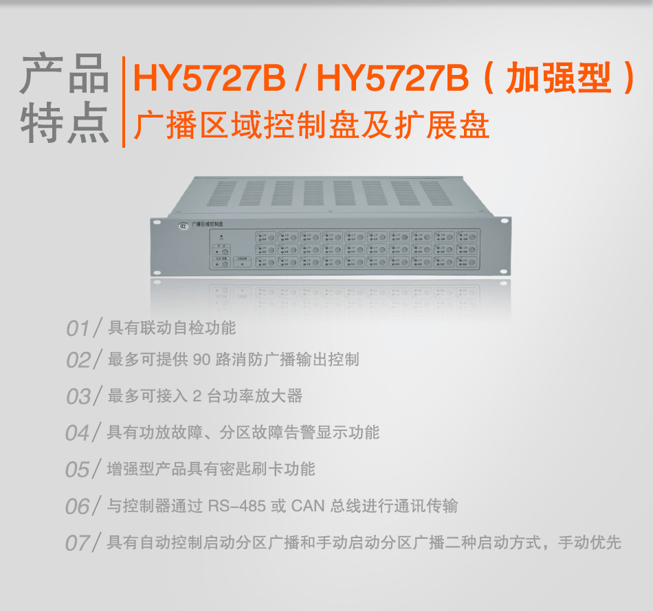 HY5727B廣播區(qū)域控制盤特點