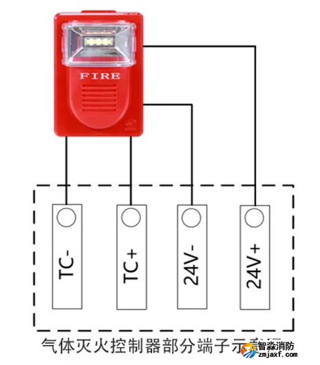 LD1001EN火災(zāi)聲光警報器接線圖